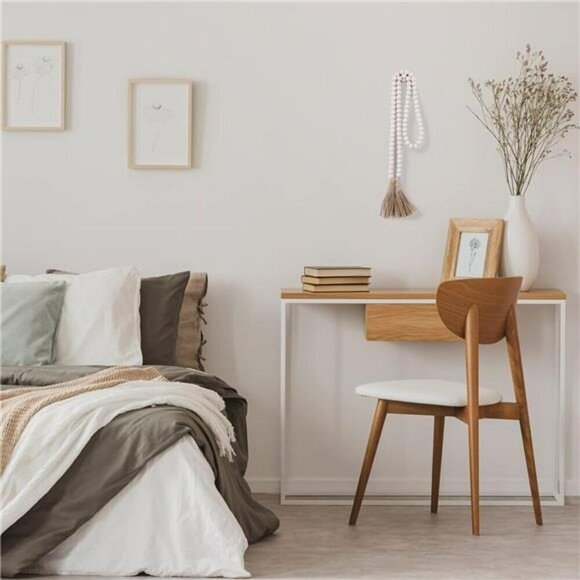 Farmhouse Beads 58in Wood Bead Garland with Tassels Rustic Country Decor Prayer - Picture 6 of 7